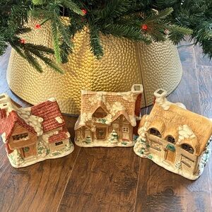 Vintage (In Original Box) Christmas Around The World Village Houses, Set Of 3